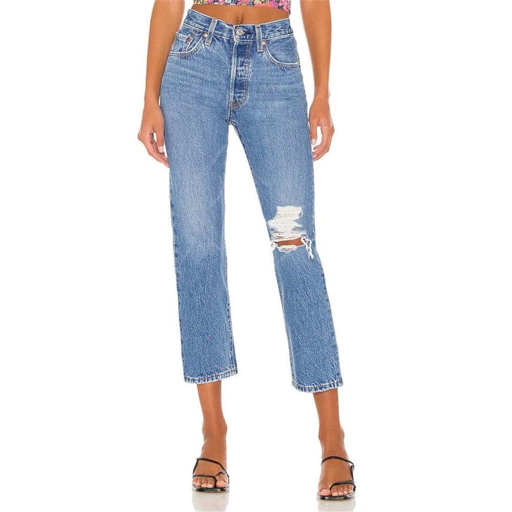 Levi’s 501 High Rise Straight Leg Crop Jeans Size 24